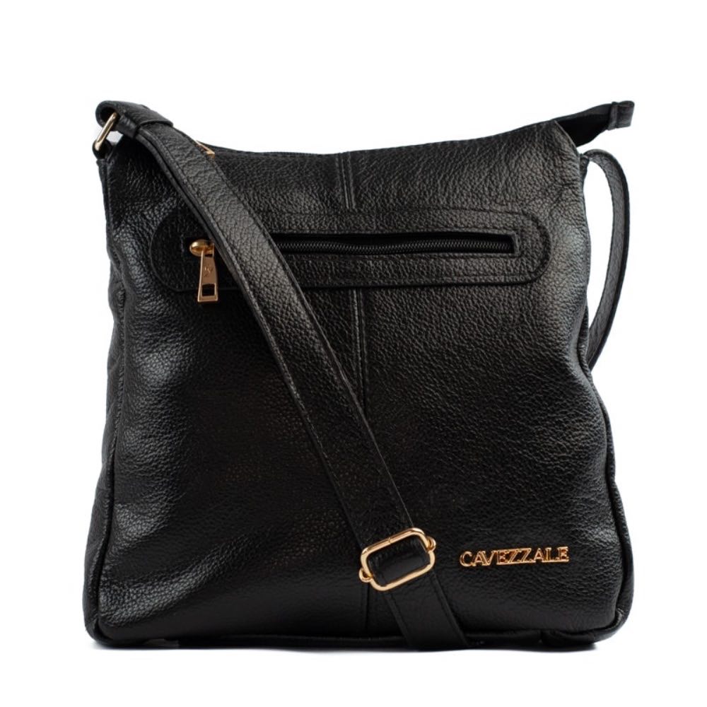 Bolsa Tiracolo Média de Couro Soft Cavezzale Preto 105060