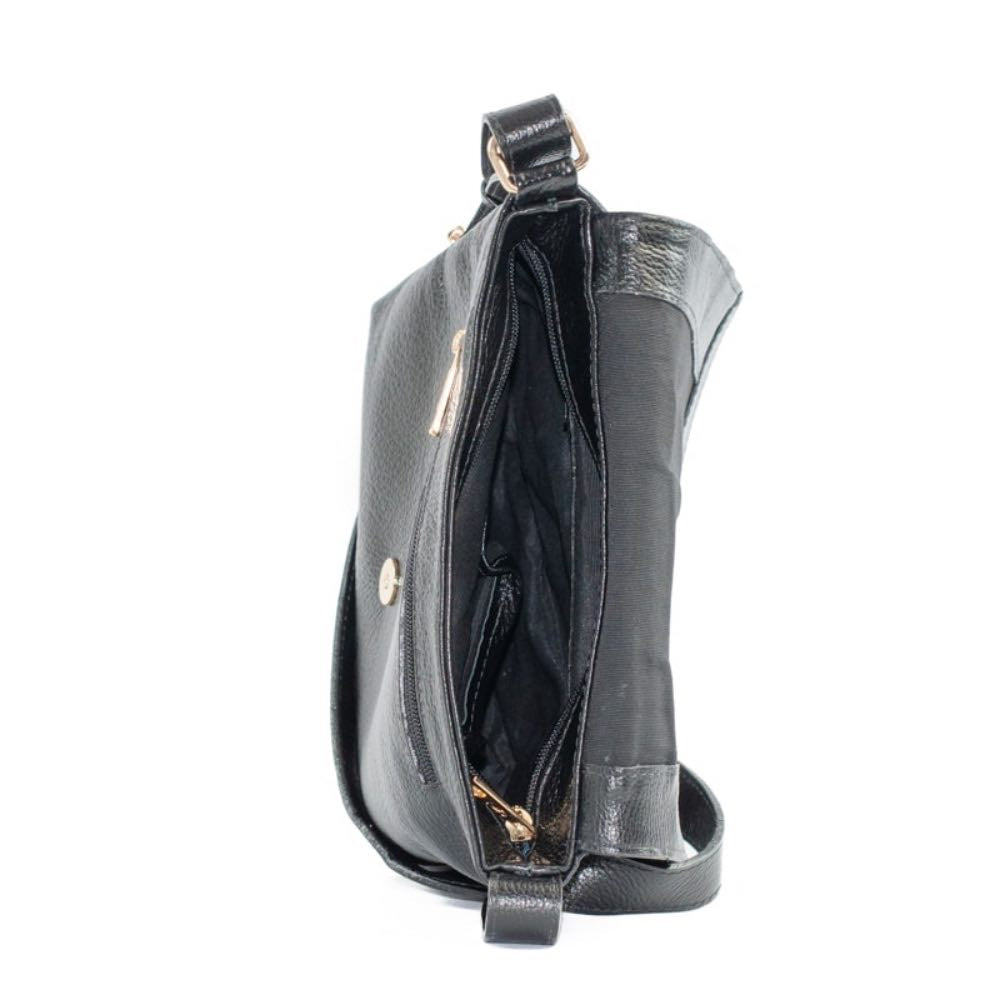 Bolsa Satchel Média de Couro Soft Cavezzale Preto 105061