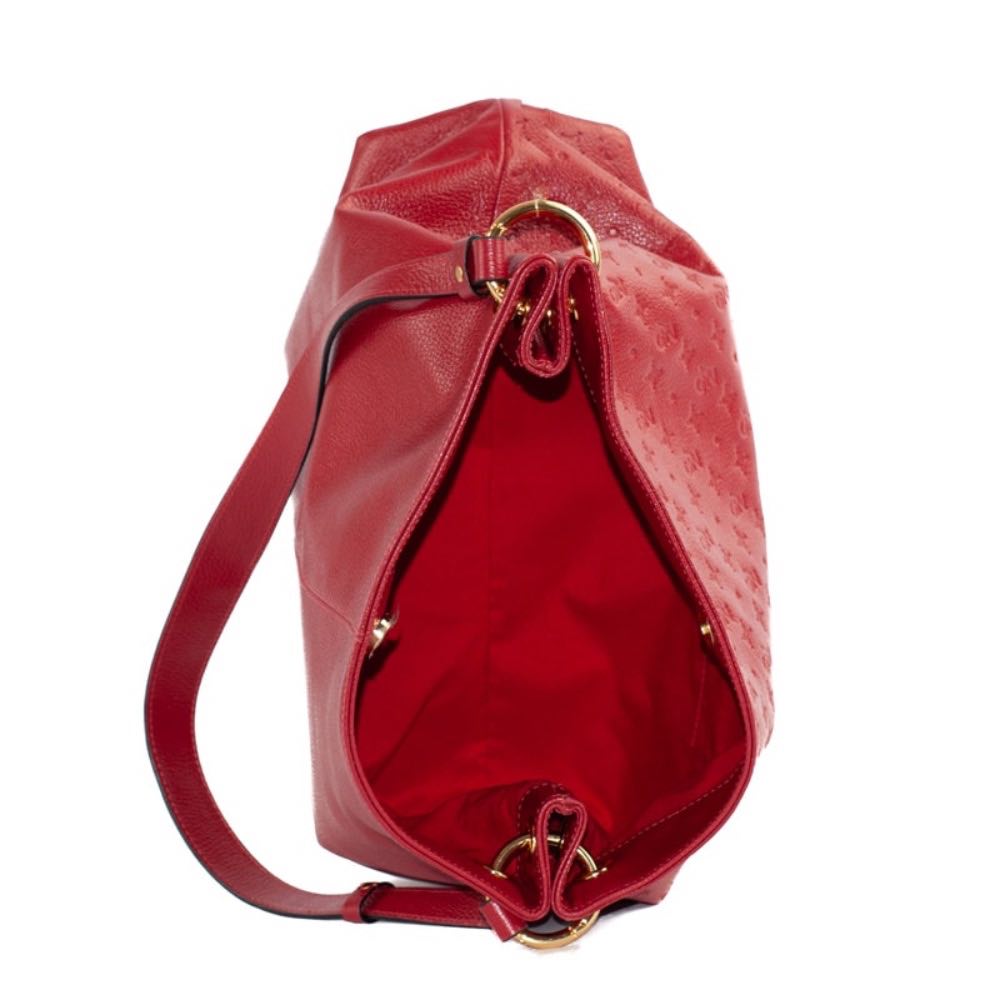 Bolsa Hobo Grande de Couro Monograma Cavezzale Carmim 105142