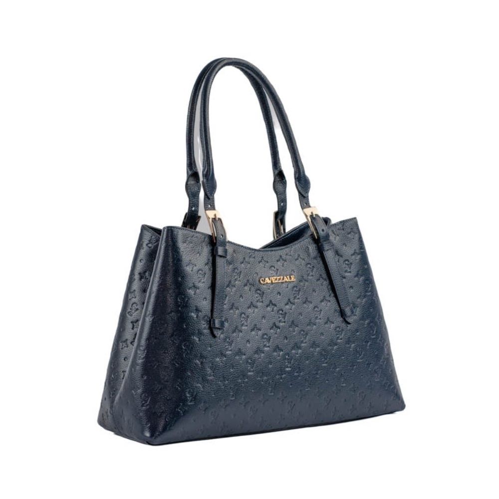 Tote Bag Grande de Couro Monograma Cavezzale Marinho 105145