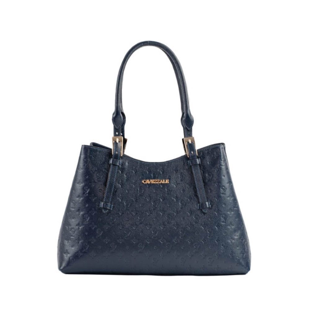 Tote Bag Grande de Couro Monograma Cavezzale Marinho 105145