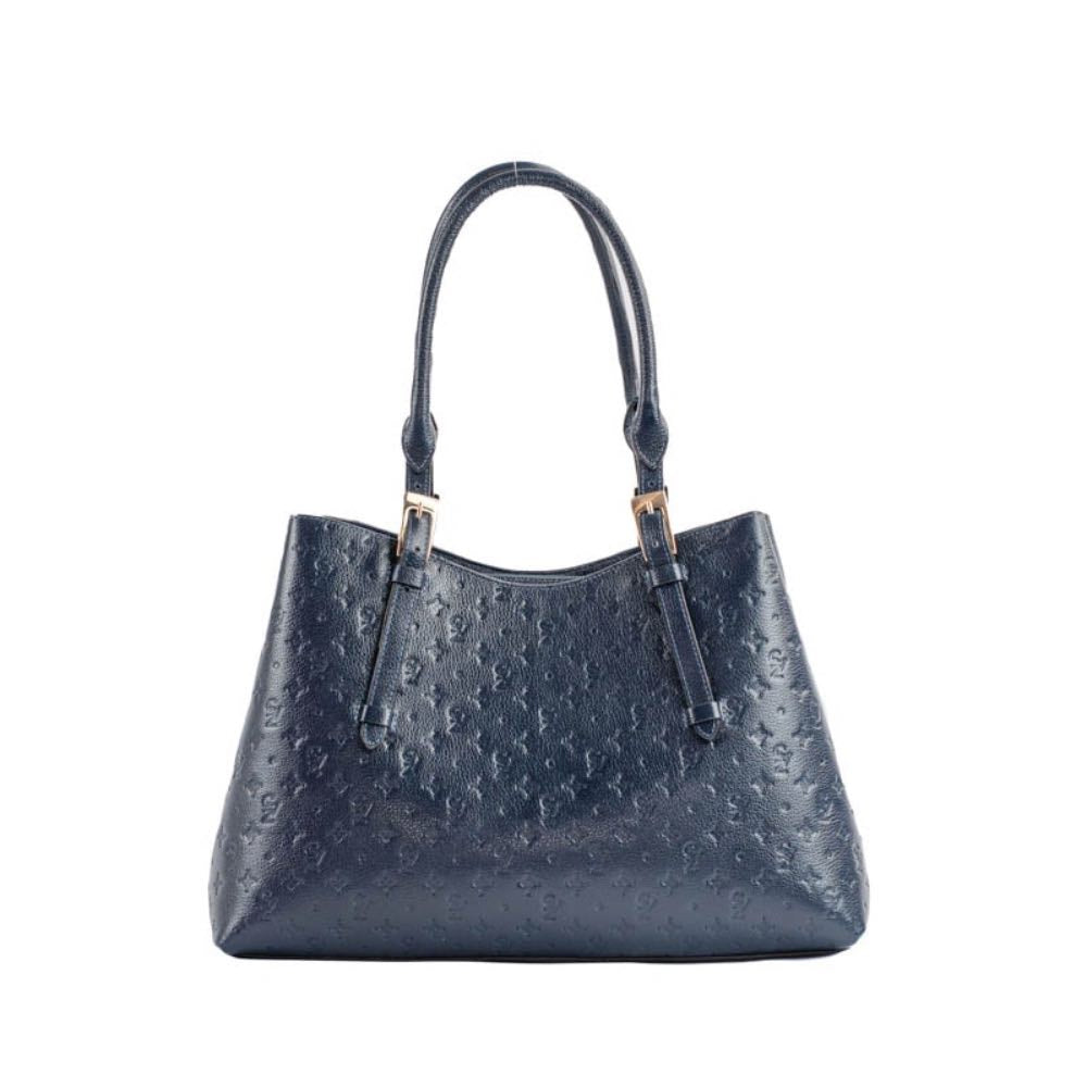 Tote Bag Grande de Couro Monograma Cavezzale Marinho 105145