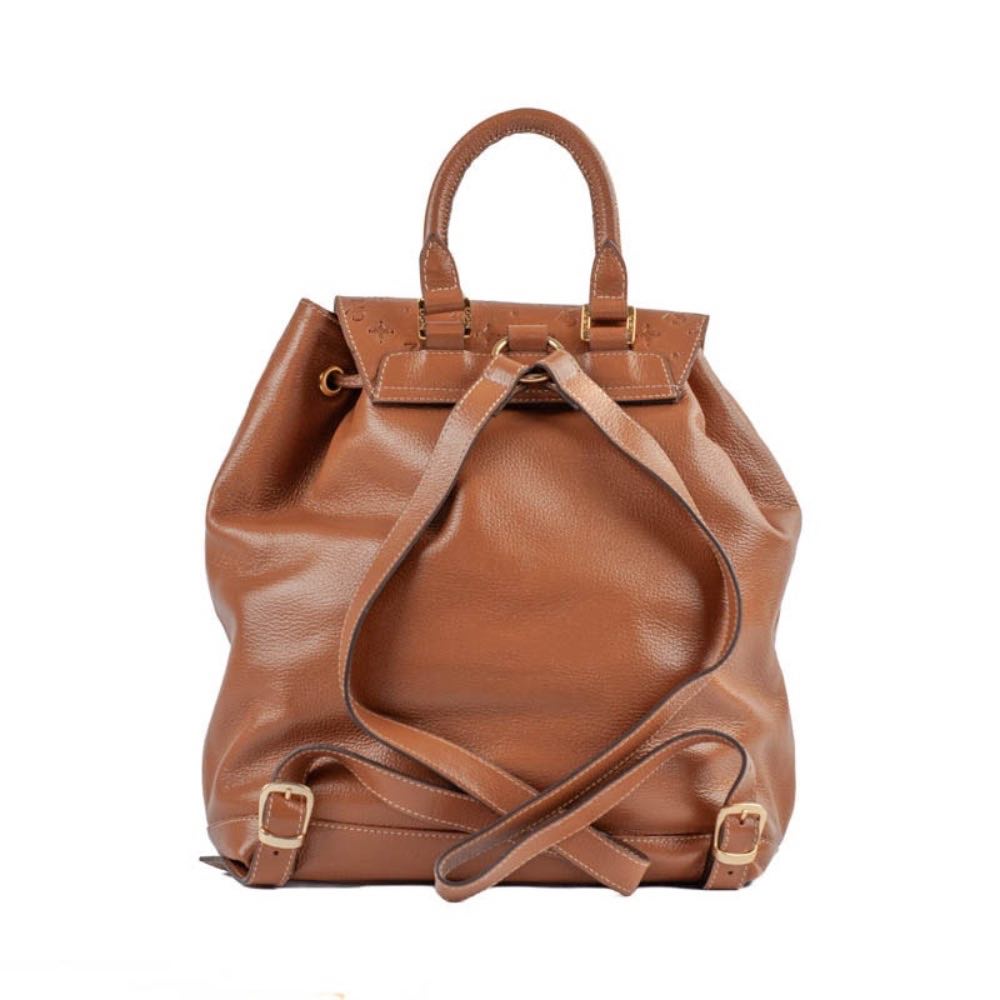 Mochila de Couro Floter Cavezzale Monograma Camel 105146