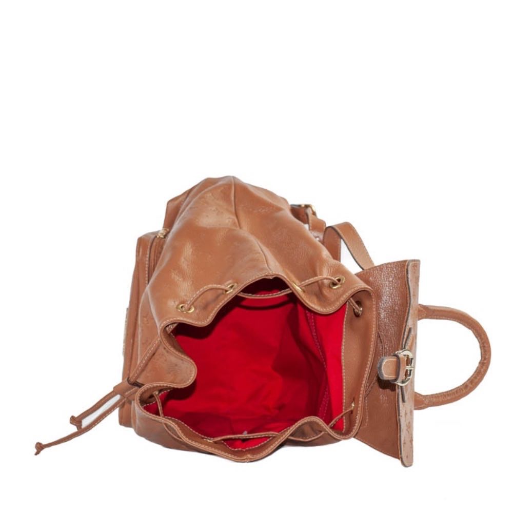 Mochila de Couro Floter Cavezzale Monograma Camel 105146