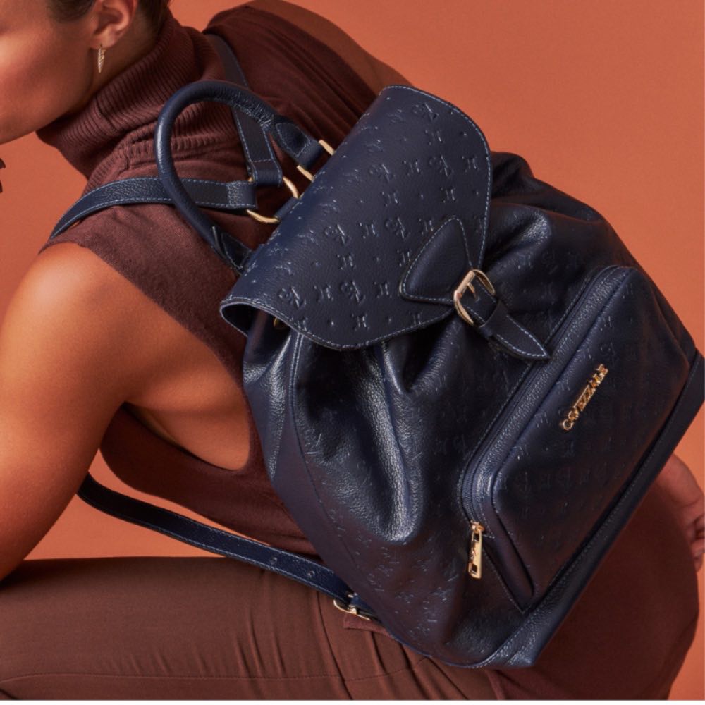 Mochila de Couro Floter Cavezzale Monograma Marinho 105146