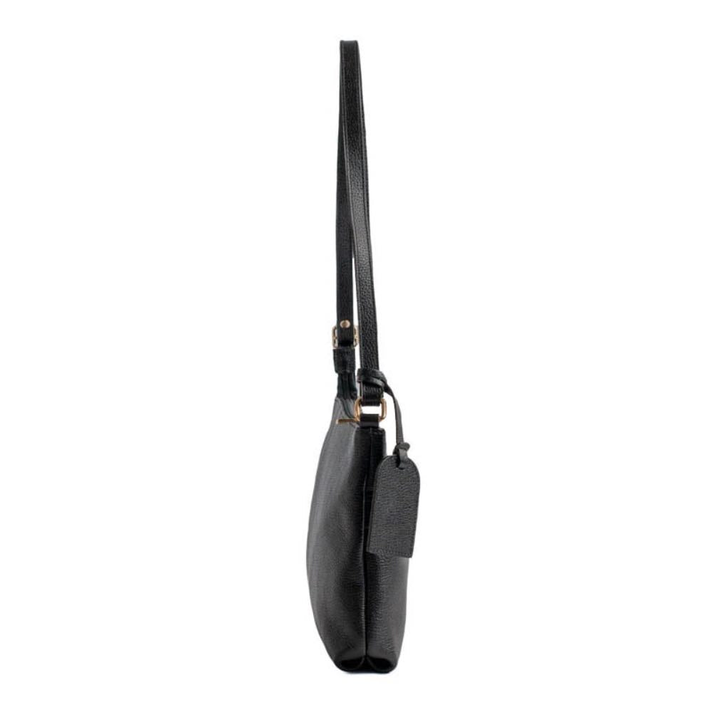 Bolsa Tiracolo Média de Couro Floter Cavezzale Preto 105308