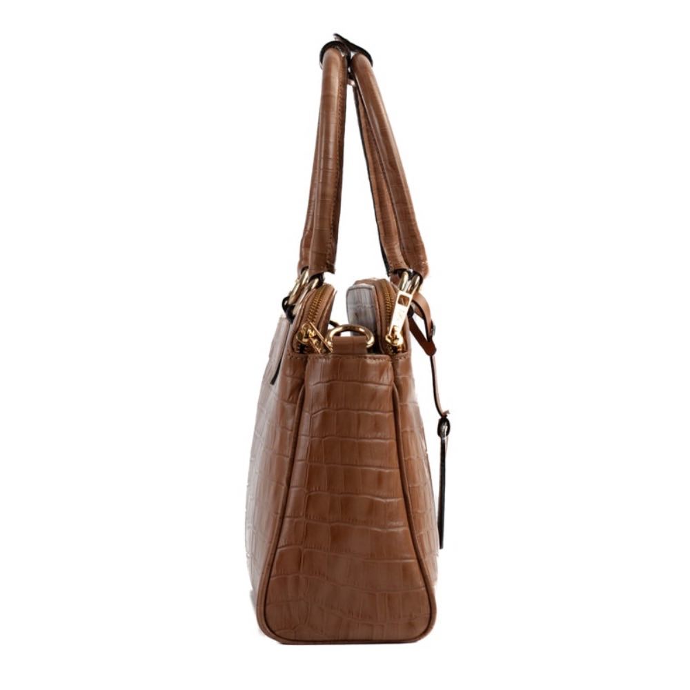 Bolsa de Couro Cavezzale Croco Caramelo 105292