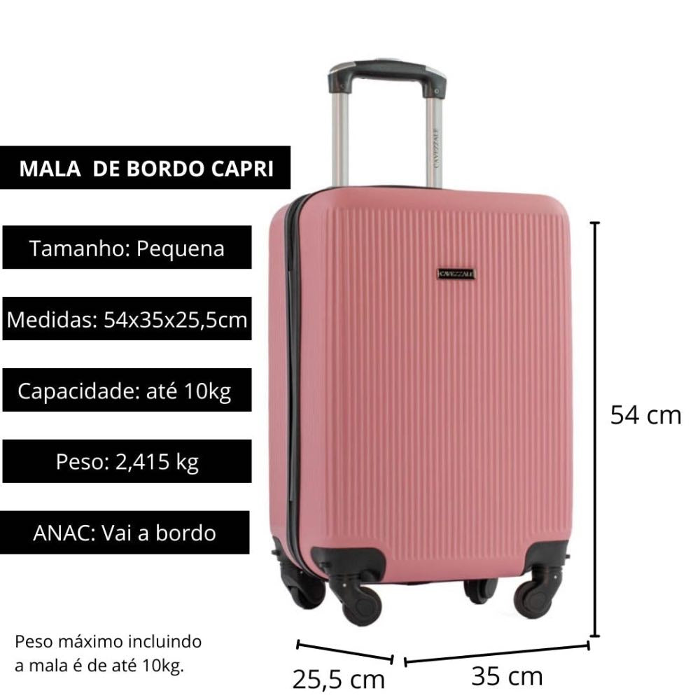 Mala de Bordo Cavezzale com Zíper Antifurto Capri ABS Rose 101716