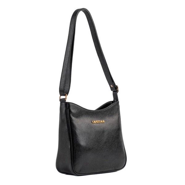 Bolsa Hobo Média de Couro Floater Cavezzale Preto 105316