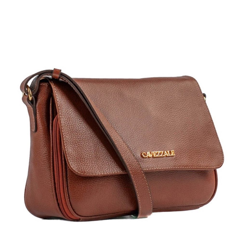 Bolsa de Couro Feminina Roma Cavezzale Camel 102239