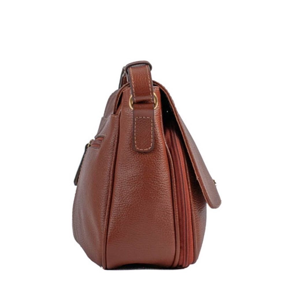 Bolsa de Couro Feminina Roma Cavezzale Camel 102239