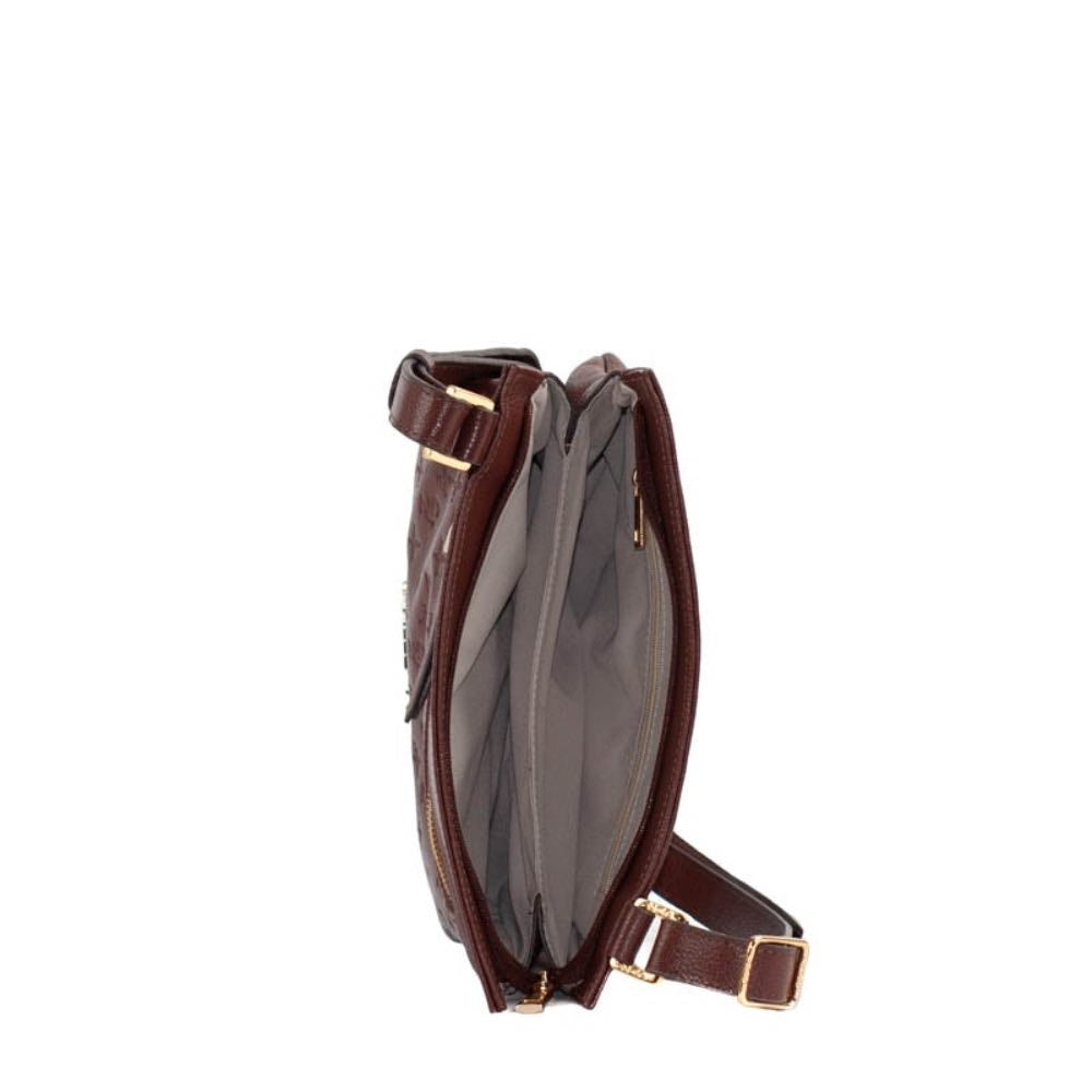 Bolsa Tiracolo Média de Couro Monograma Cavezzale Pinhão 105368