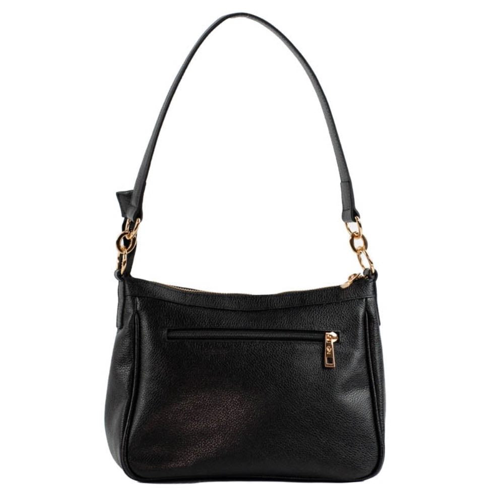 Bolsa Baguete Média de Couro Soft Cavezzale Preto 105328