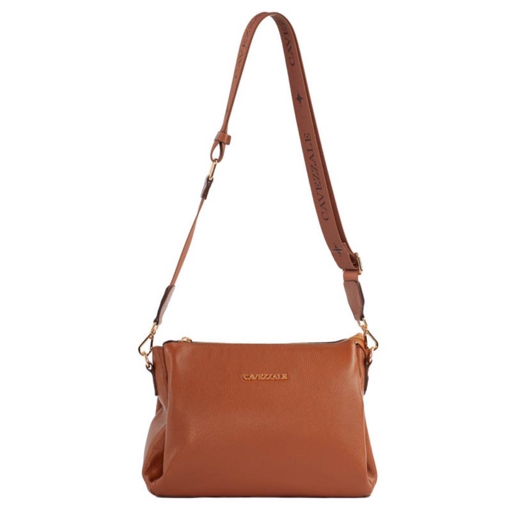 Bolsa Tiracolo Média de Couro Soft Alça Grifada Cavezzale Whisky 105329
