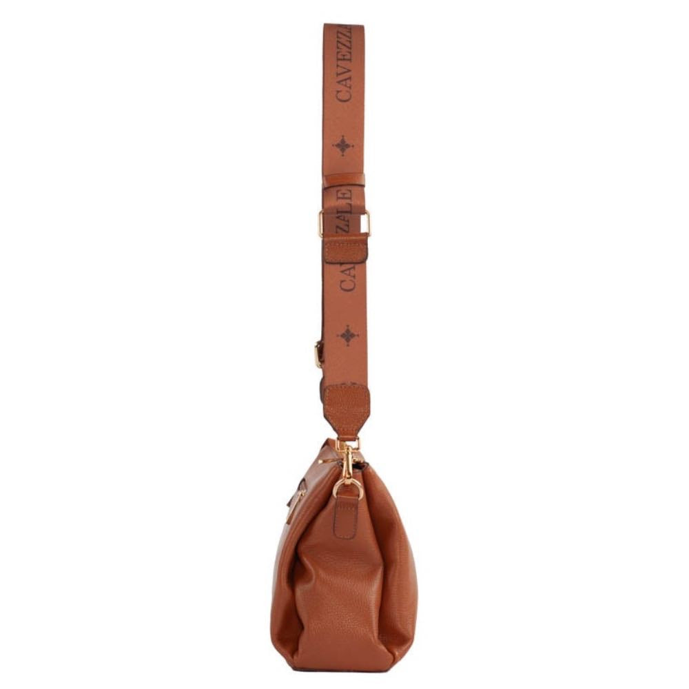 Bolsa Tiracolo Média de Couro Soft Alça Grifada Cavezzale Whisky 105329