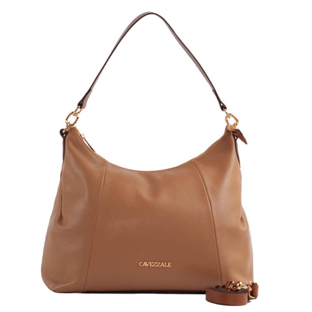 Bolsa Hobo Grande de Couro Soft Cavezzale Caramelo 105330