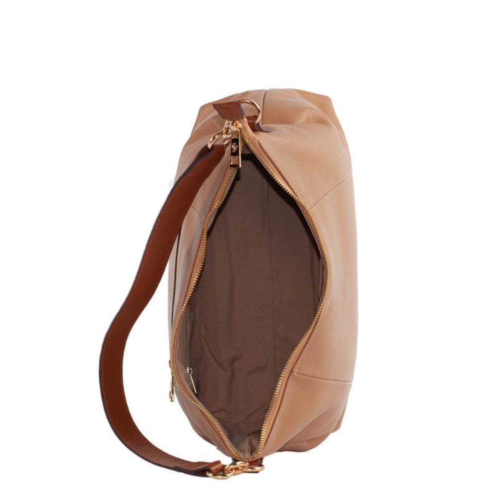 Bolsa Hobo Grande de Couro Soft Cavezzale Caramelo 105330