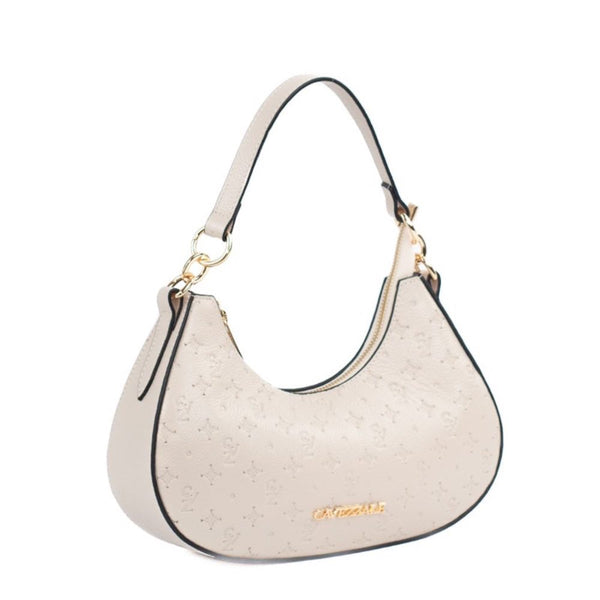 Bolsa Baguete Média de Couro Monograma Cavezzale Off White 105481