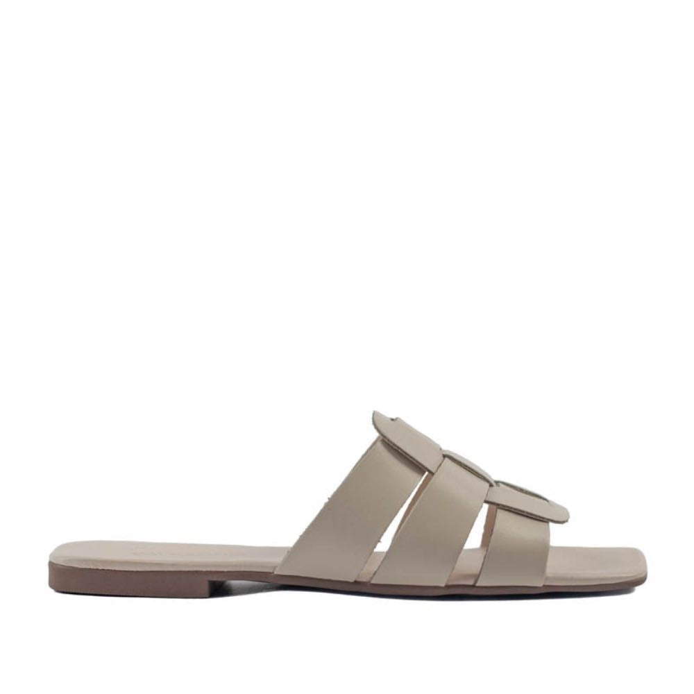 Sandália de Couro Atanado Metal Cavezzale Off White 105408