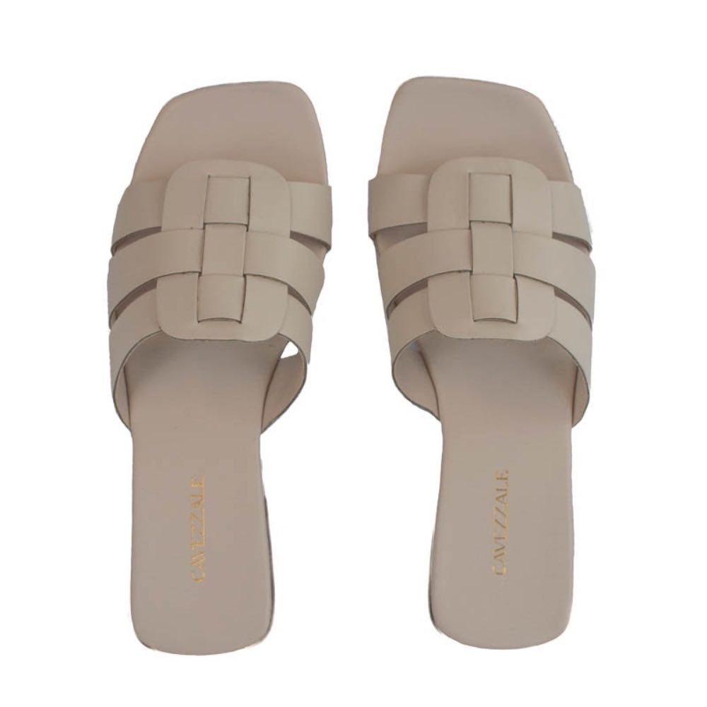 Sandália de Couro Atanado Metal Cavezzale Off White 105408