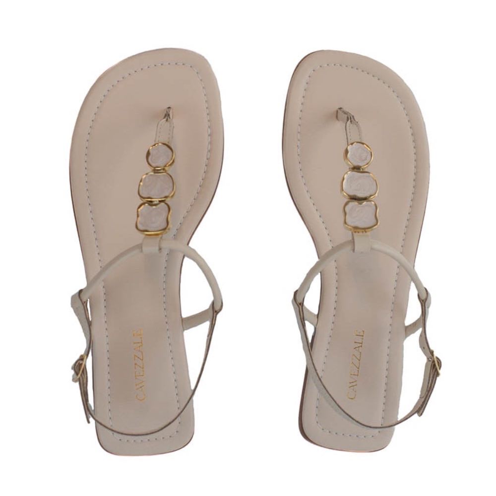 Sandália de Couro Atanado Cavezzale Off White 105410