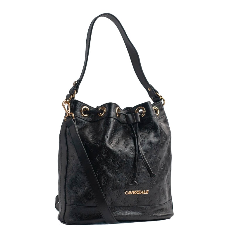 Bolsa Bucket Média Couro Monograma Cavezzale Preto 105045