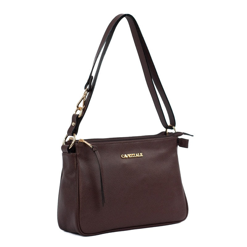 Bolsa Média Tiracolo de Couro Floter Cavezzale Marrom 105562
