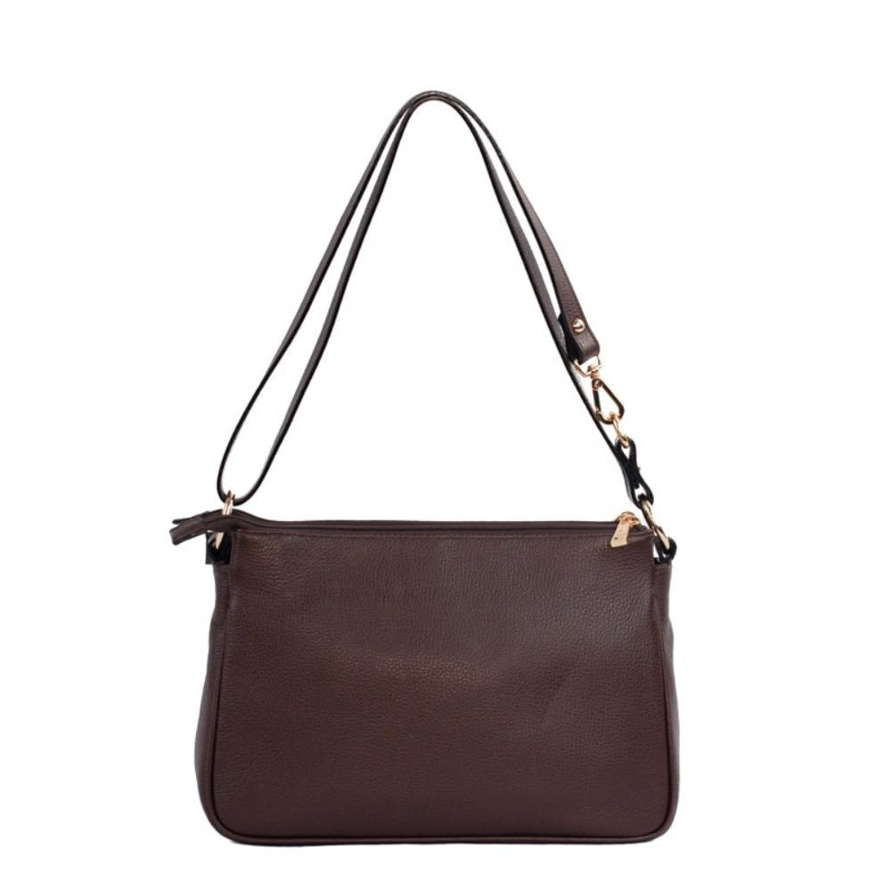 Bolsa Média Tiracolo de Couro Floter Cavezzale Marrom 105562