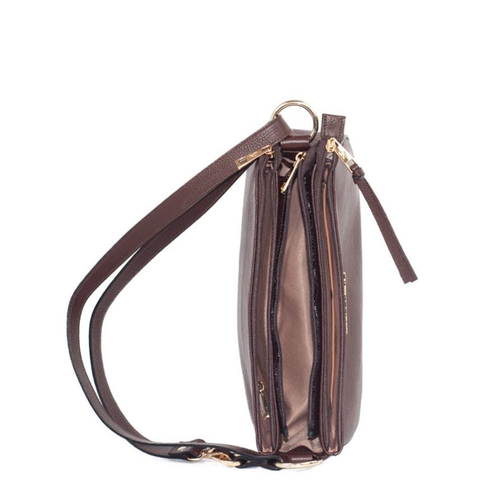 Bolsa Média Tiracolo de Couro Floter Cavezzale Marrom 105562