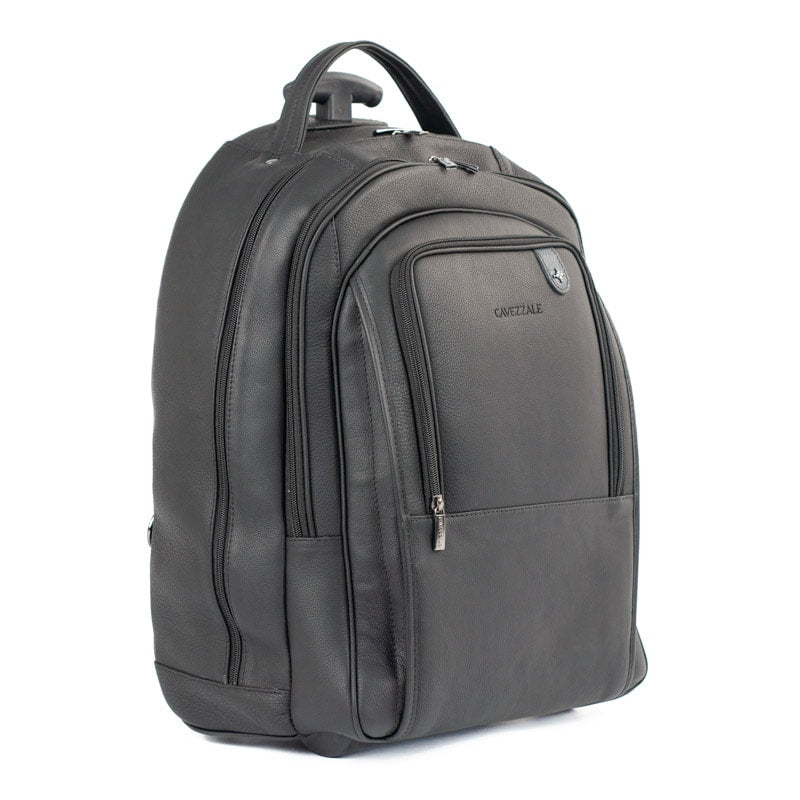 Mochila c/ Rodas de Couro Búfalo Cavezzale Preto/Marinho 105474