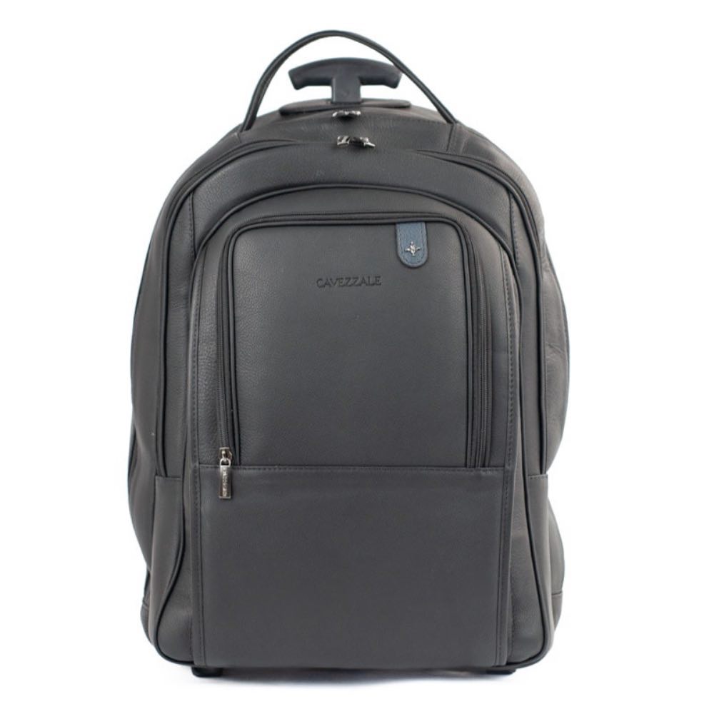 Mochila c/ Rodas de Couro Búfalo Cavezzale Preto/Marinho 105474