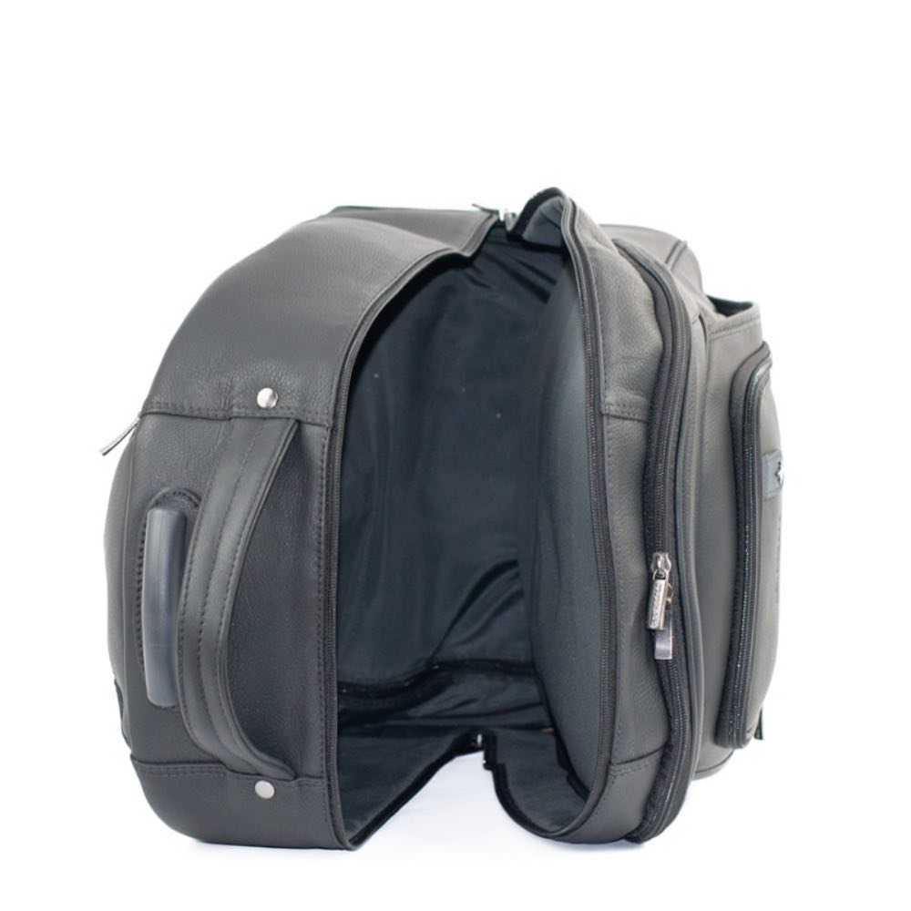 Mochila c/ Rodas de Couro Búfalo Cavezzale Preto/Marinho 105474