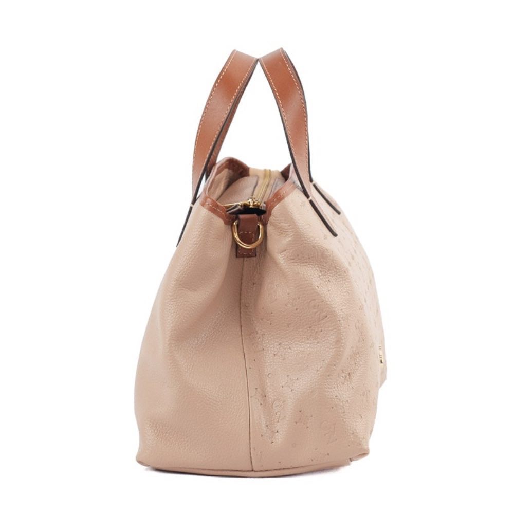 Tote Bag Grande de Couro Monograma Cavezzale Palha/Canyon 105486