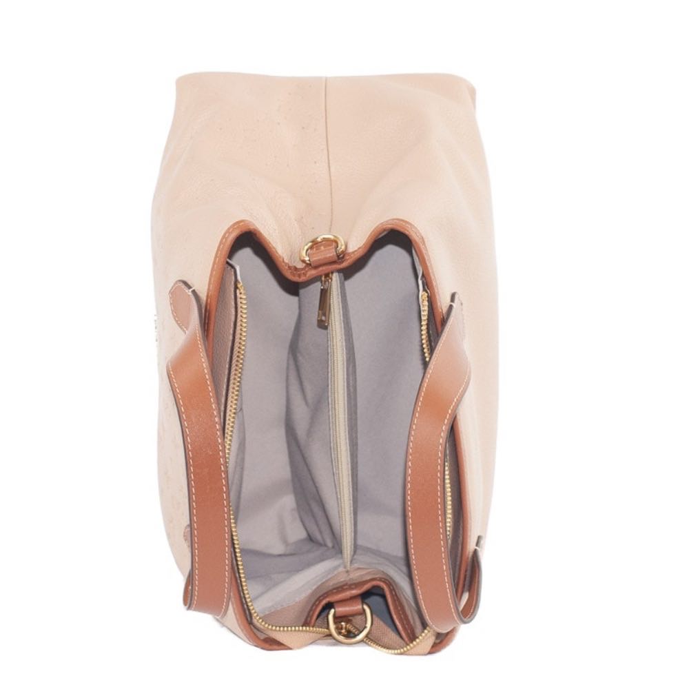 Tote Bag Grande de Couro Monograma Cavezzale Palha/Canyon 105486