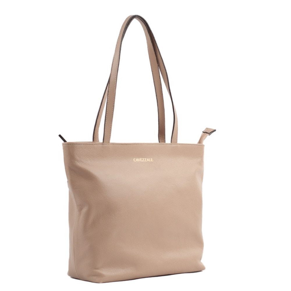 Shopping Bag Grande de Couro Roma Cavezzale Taupe 103280