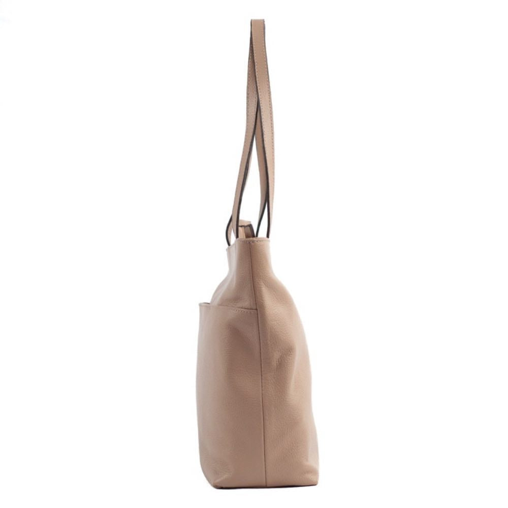 Shopping Bag Grande de Couro Roma Cavezzale Taupe 103280