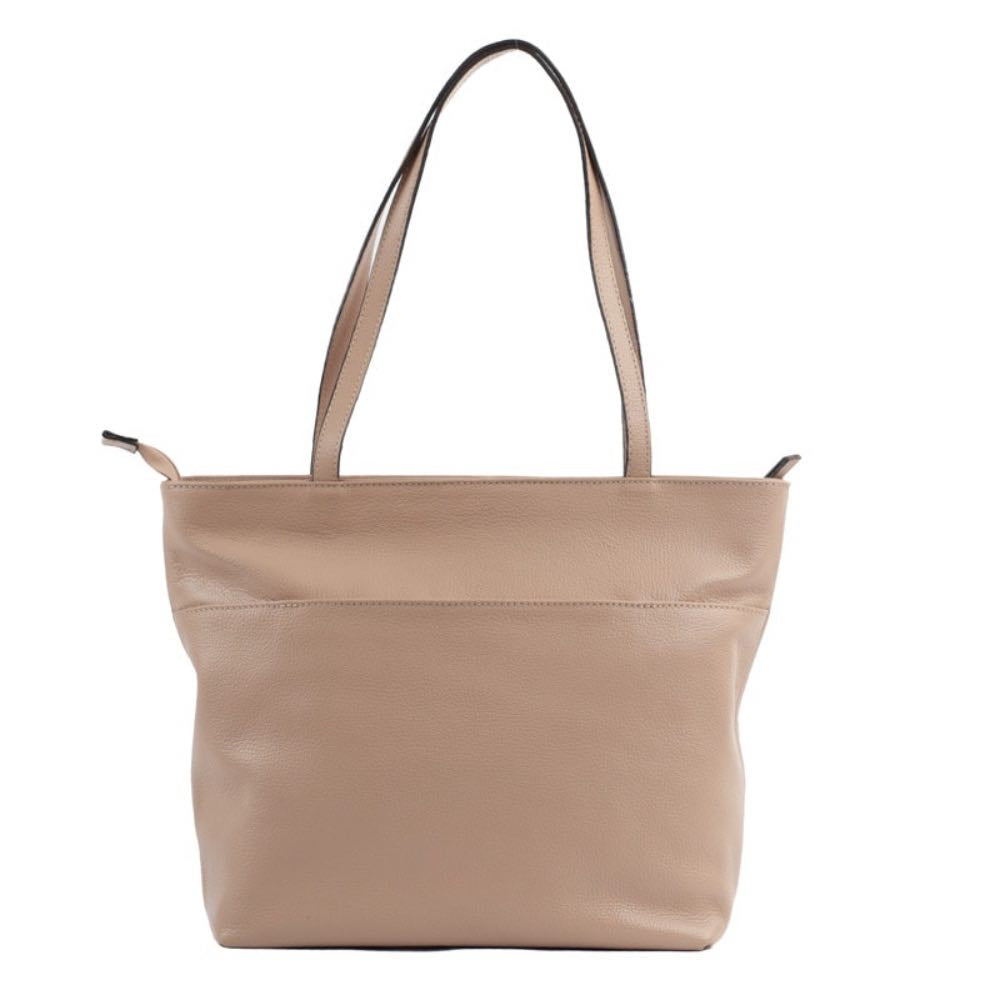 Shopping Bag Grande de Couro Roma Cavezzale Taupe 103280