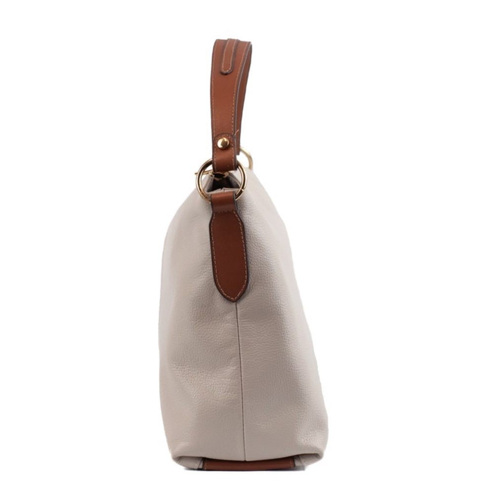 Bolsa Hobo Grande Couro Floter Cavezzale Off White/Canyon 105047