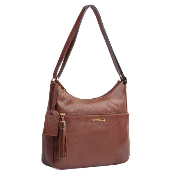 Bolsa Tiracolo Grande de Couro Cavezzale Toffee 104520