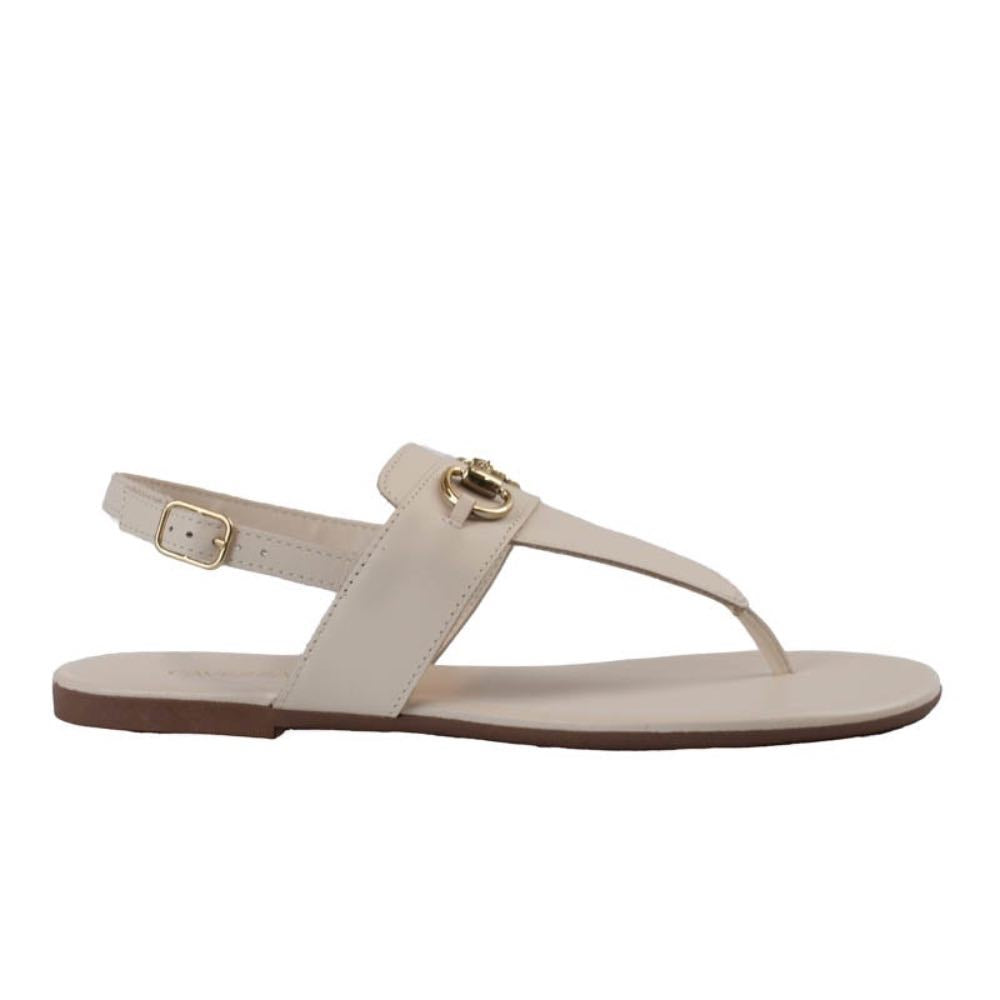Sandália de Couro Atanado Metal Cavezzale Off White 105638