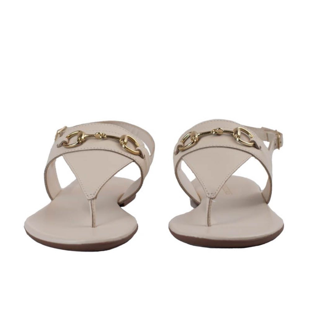 Sandália de Couro Atanado Metal Cavezzale Off White 105638