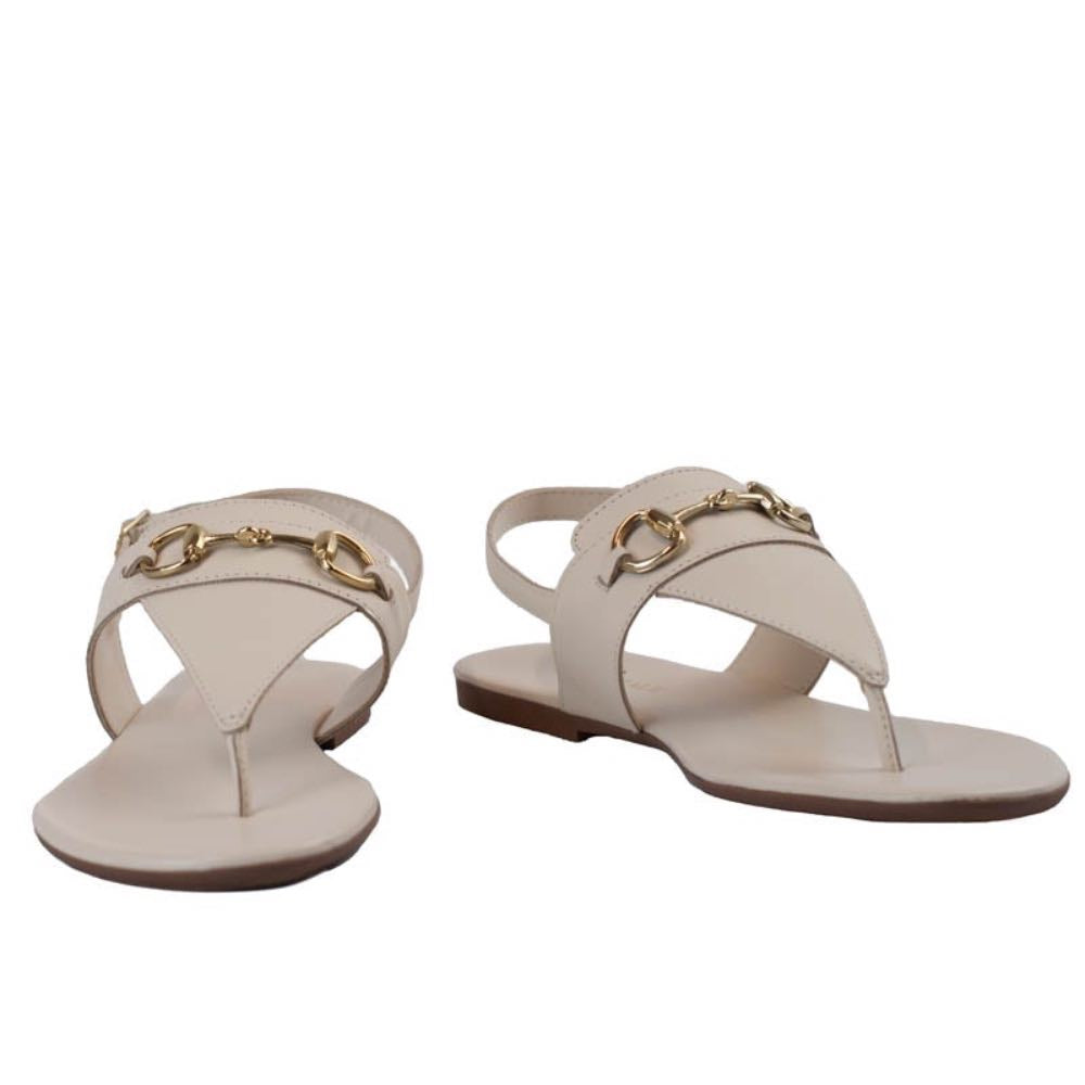 Sandália de Couro Atanado Metal Cavezzale Off White 105638