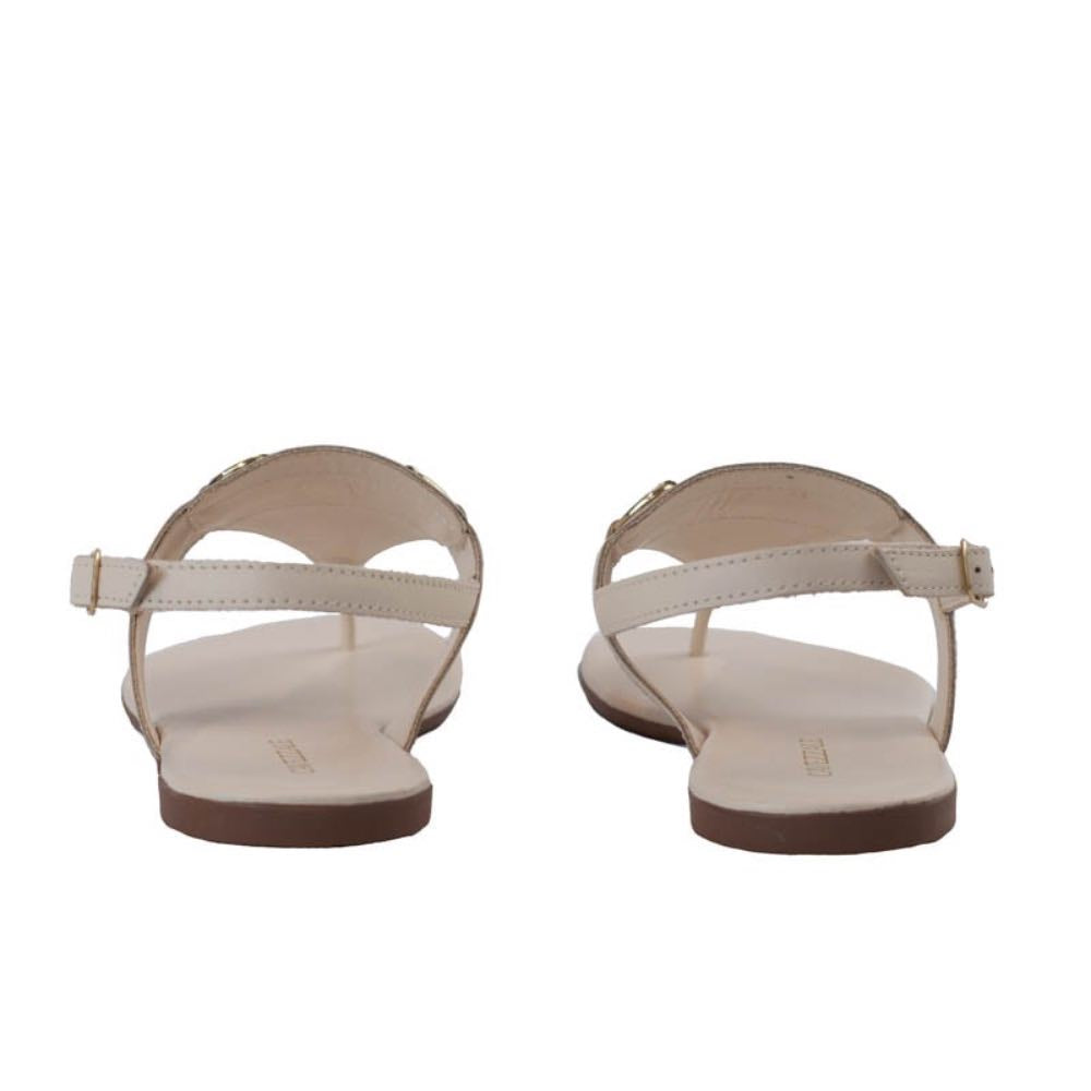 Sandália de Couro Atanado Metal Cavezzale Off White 105638