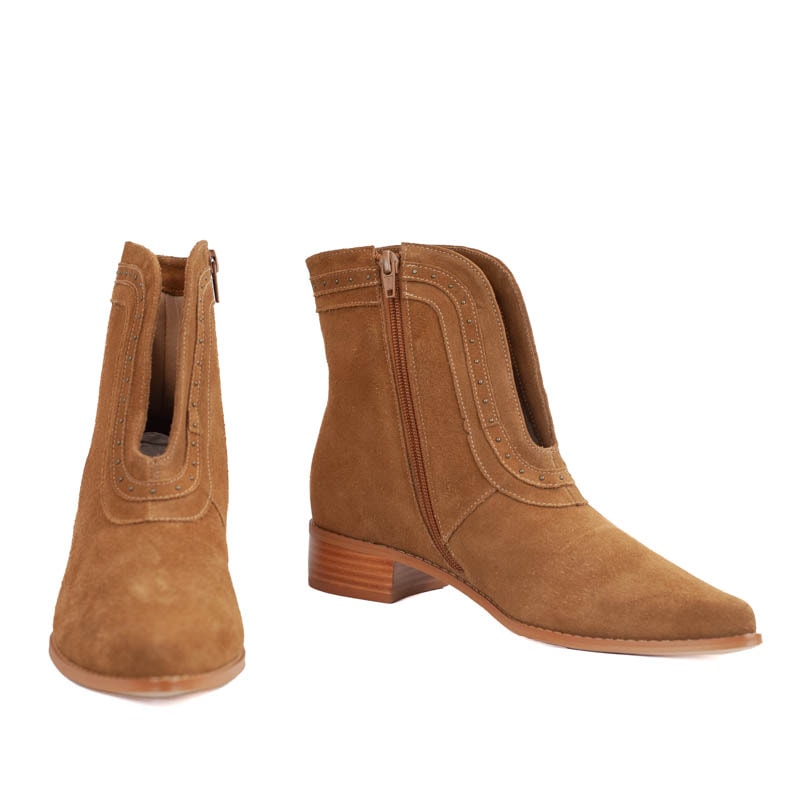 Bota Curta de Couro Camurça Cavezzale Caramelo 105726