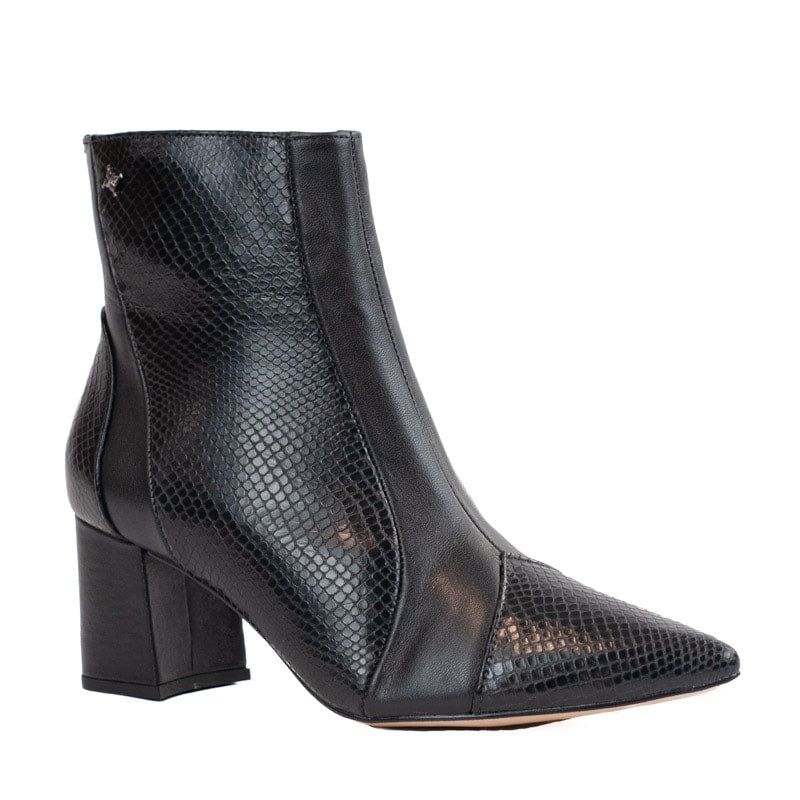 Bota Curta de Couro Snake Cavezzale Preto 105730