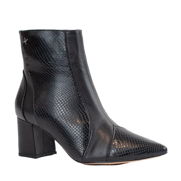 Bota Curta de Couro Snake Cavezzale Preto 105730