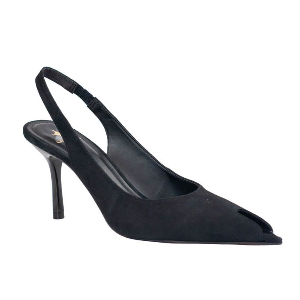 Slinback de Couro Nobuck Cavezzale Preto 105731