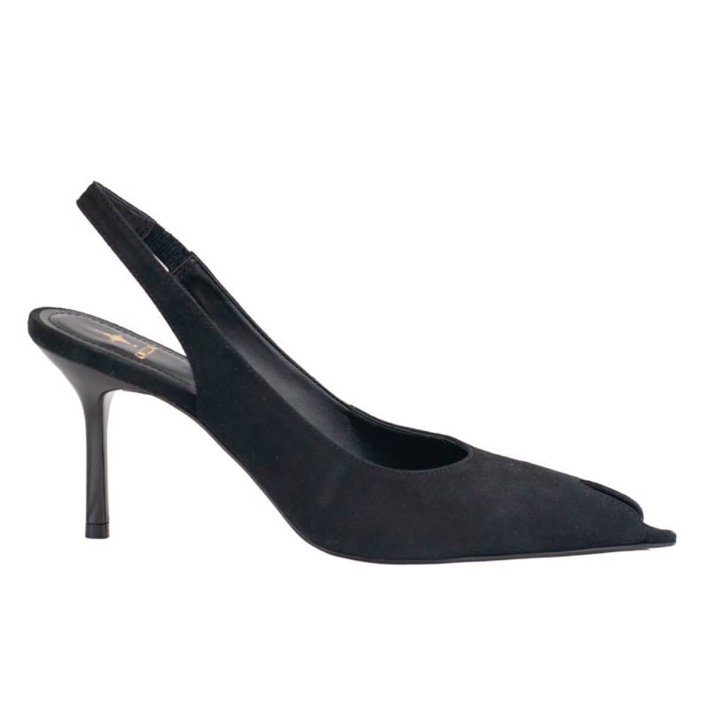 Slinback de Couro Nobuck Cavezzale Preto 105731