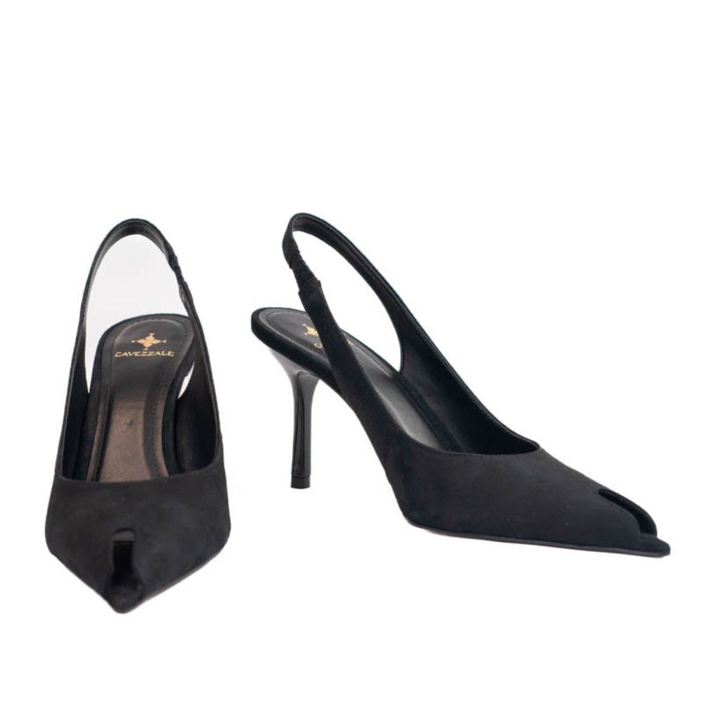 Slinback de Couro Nobuck Cavezzale Preto 105731