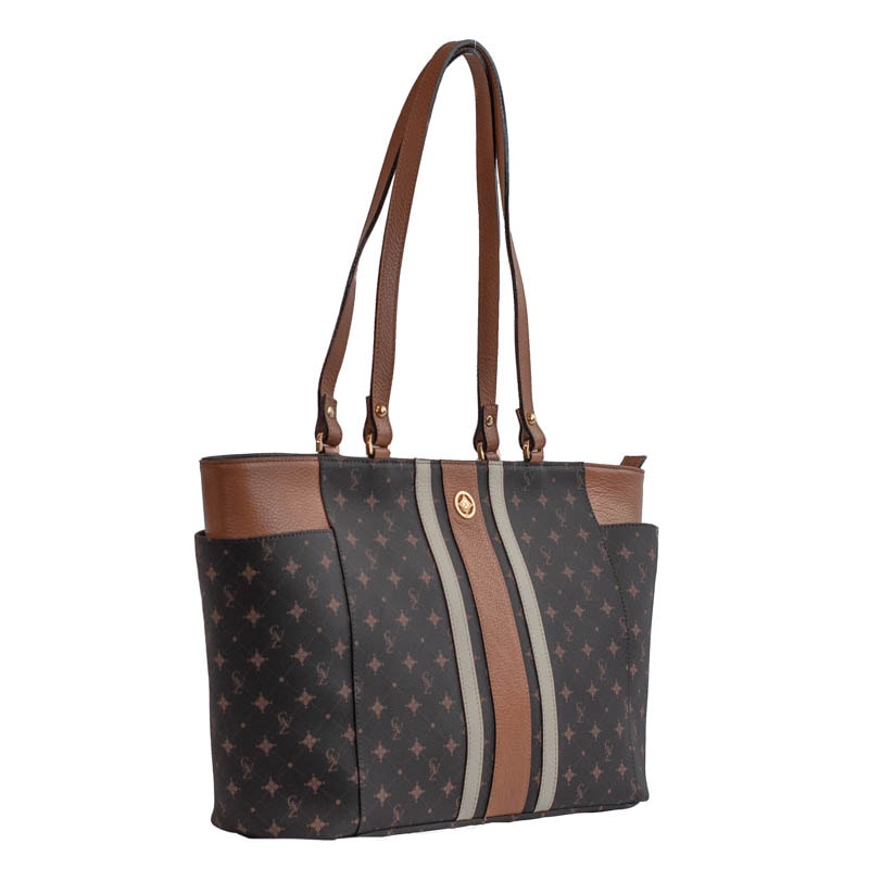 Shopping Bag Grande Personnalité Cavezzale Chocolate/Marfim/Caramelo 105766
